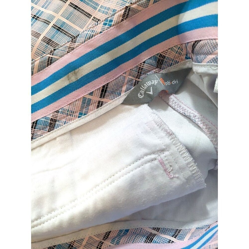Callaway Opti Dri Golf Shorts Womens Size 10 Pink Blue Plaid Check Pockets - Picture 4 of 4